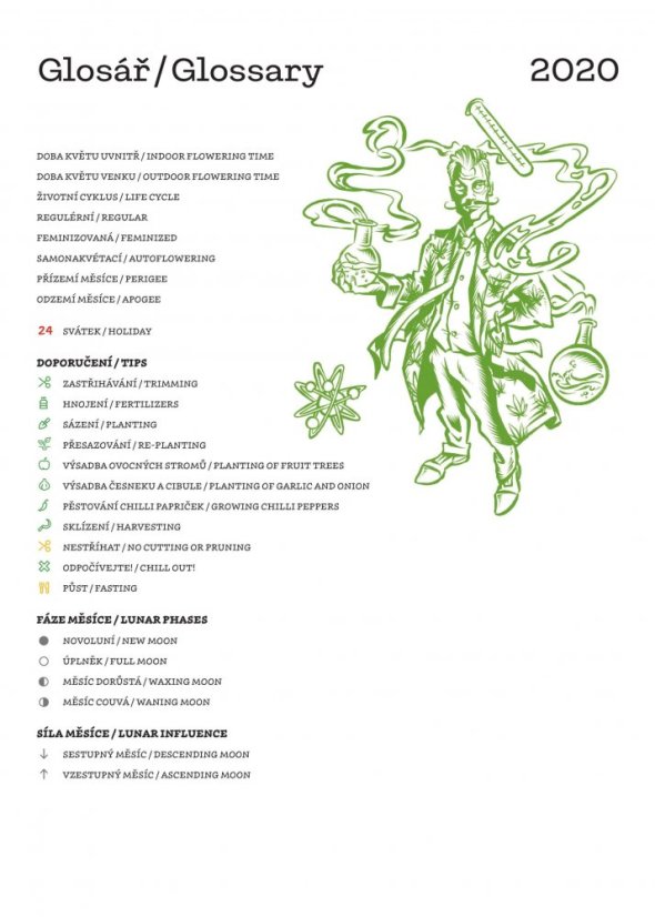 Kalendář Cannapedia 2020 – Konopné odrůdy bohaté na CBD + 1x semínko od Seed Stockers
