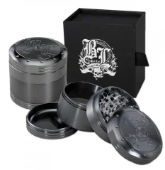 Black Leaf crusher " Deep Engraving ", 4-piece, grey, 62 x 58 mm