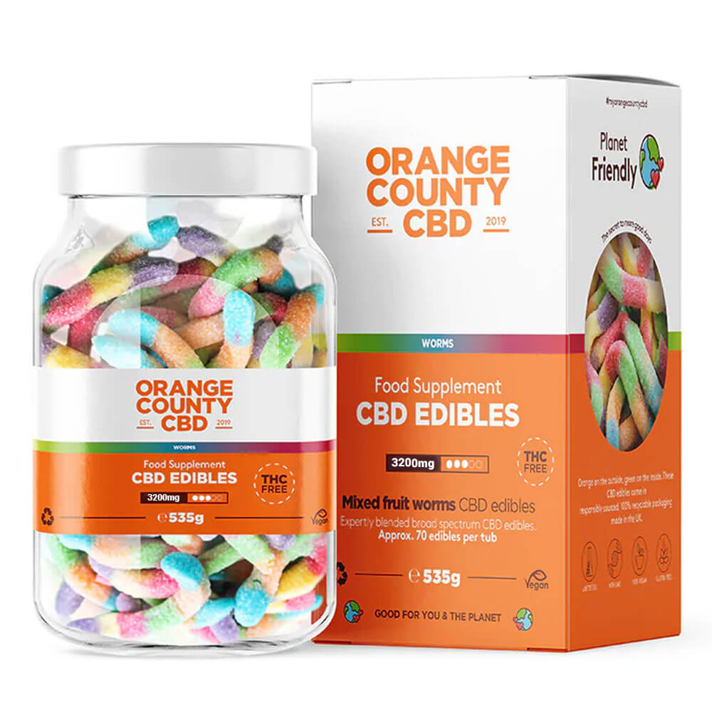 Orange County CBD Gummies Wormen, 70 stuks, 3200 mg CBD, 535 g