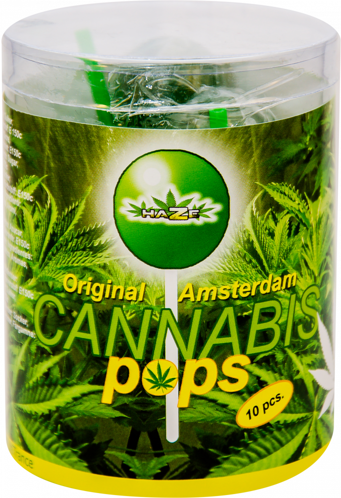 HaZe Cannabis Pops Konopná Lízátka - Dárkové balení (10 lízátek ), 18 balení v boxu, 2160 g