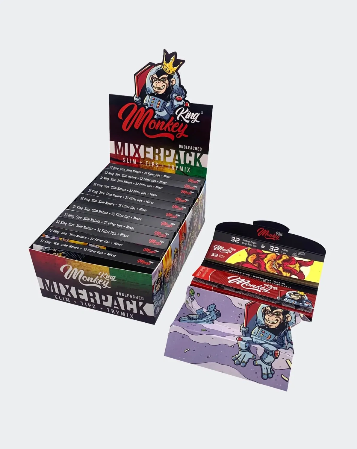 Monkey King KSS papieriky na rolovanie s filtračnými tipmi Trymix, 1 brožúrka
