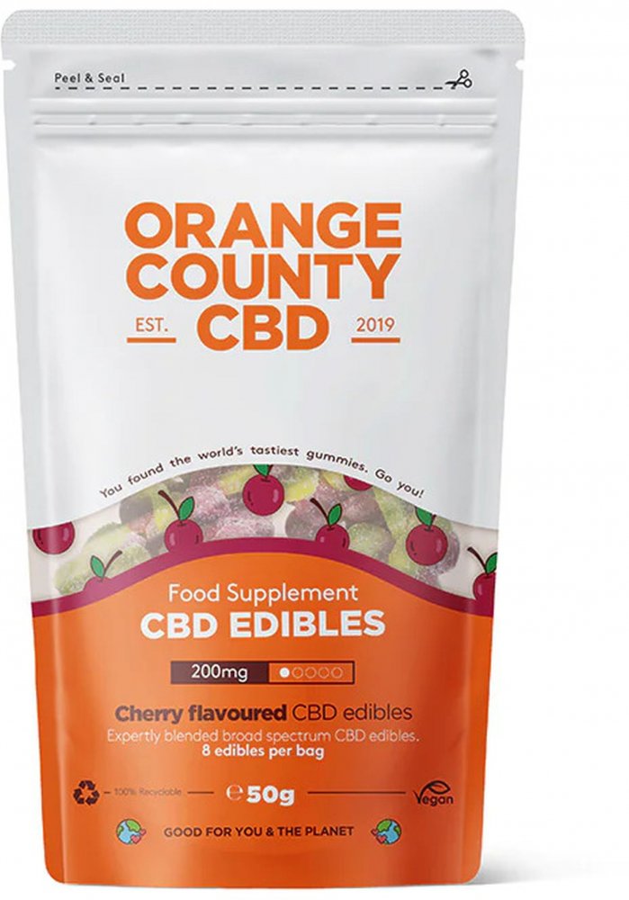 Orange County CBD Kersen, grabbelton, 200 mg CBD, 8 stuks, 50 g