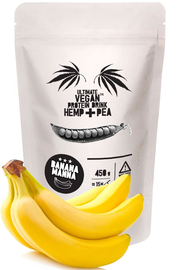 SUM ULTIMATE VEGAN Protein Drink Hennep+Erwt BANAAN MANNA, 450 g
