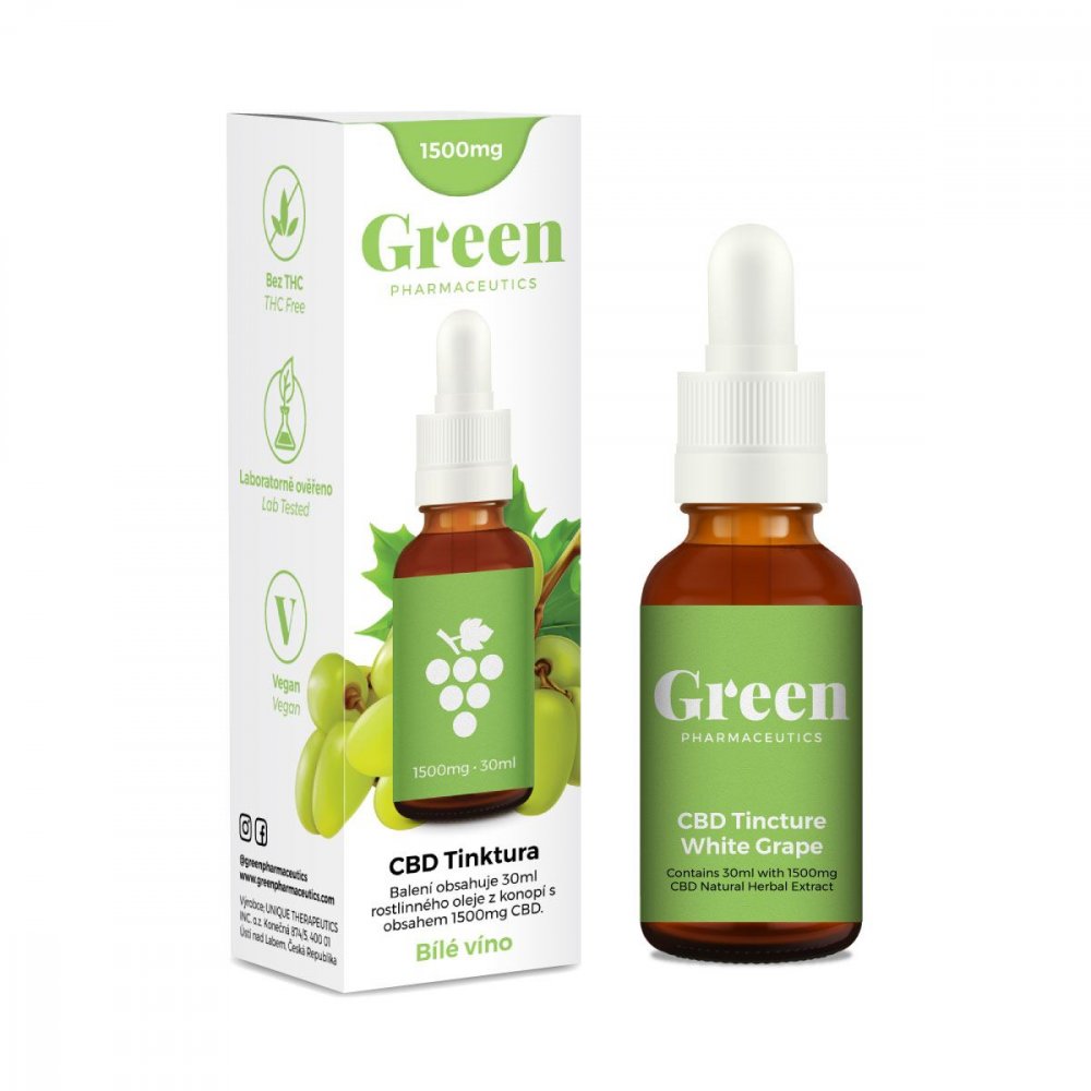Green Pharmaceutics CBD Wit Druif Tinctuur - 5%, 1500 mg, 30 ml
