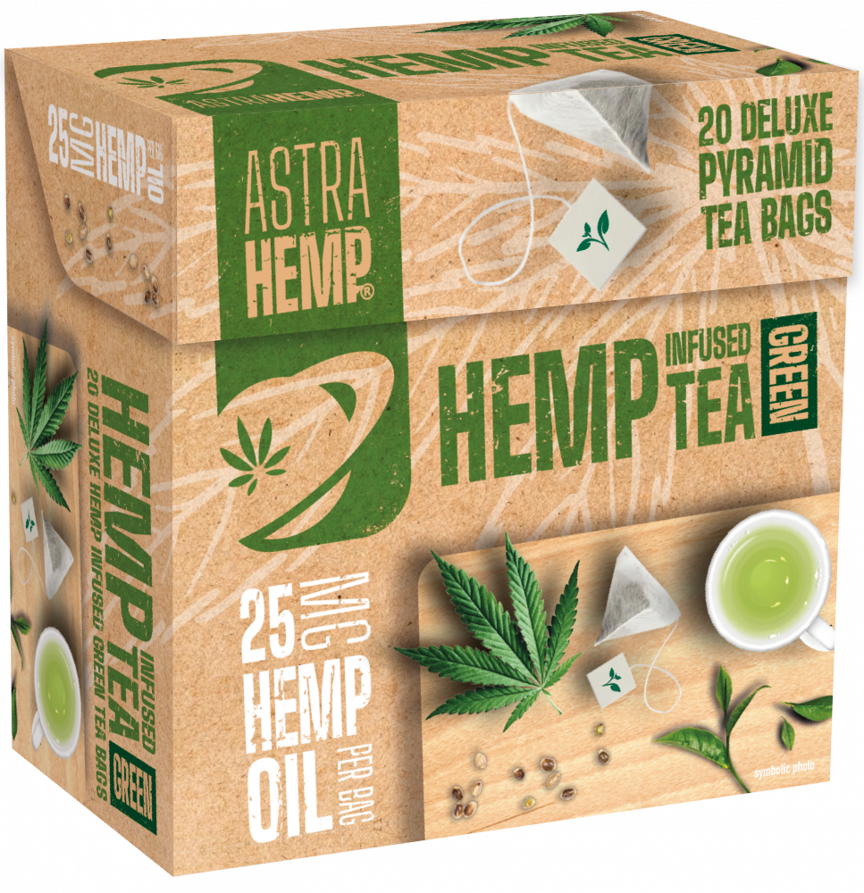 Astra konopný zelený čaj 25 mg konopného oleja (balenie 20 pyramídových vrecúšok), 40 g
