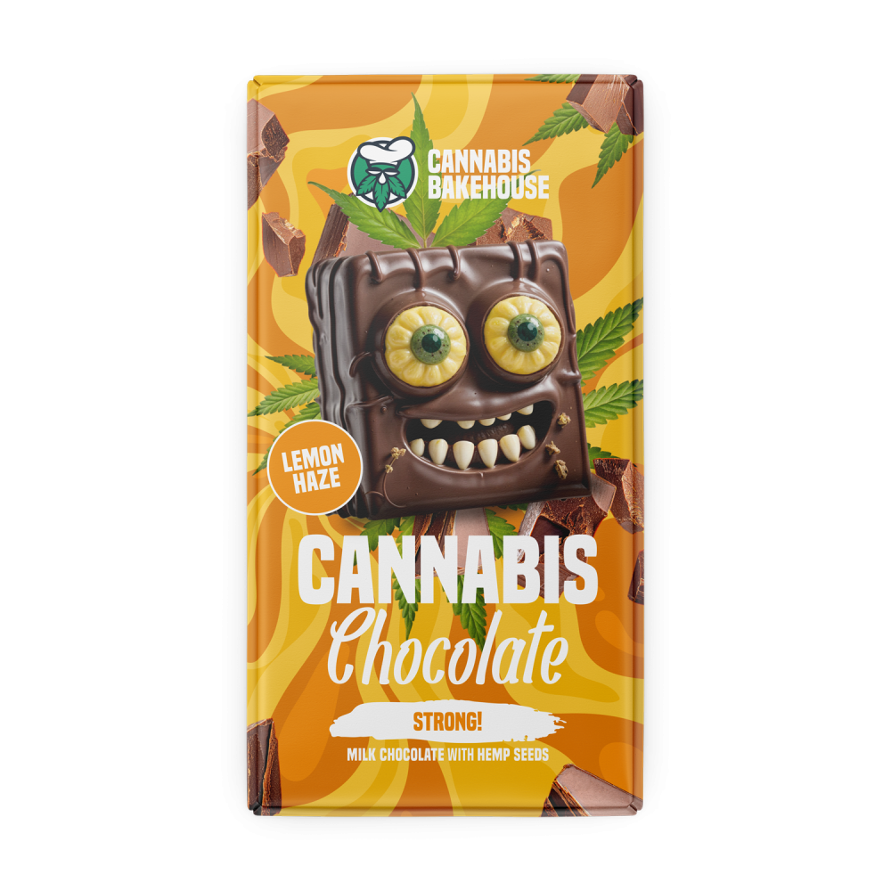 Cannabis Bakehouse Milchschokoladenriegel mit Hanfsamen, Lemon Haze, 1 Stück, 100 g