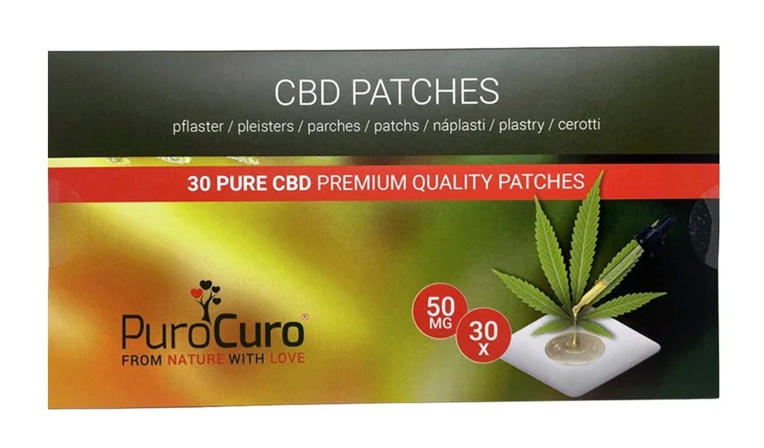 PuroCuro Konopné CBD náplasti, 1500 mg, 30 ks x 50 mg