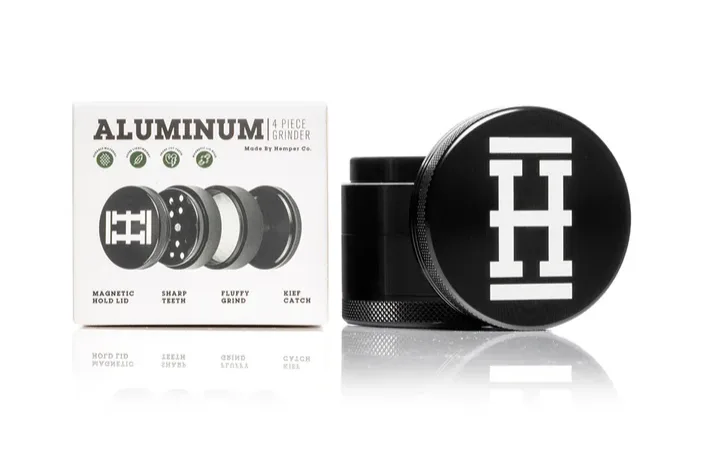 HEMPER Eloxierter Aluminium-Kräutergrinder Schwarz, 4-teilig, 56 mm