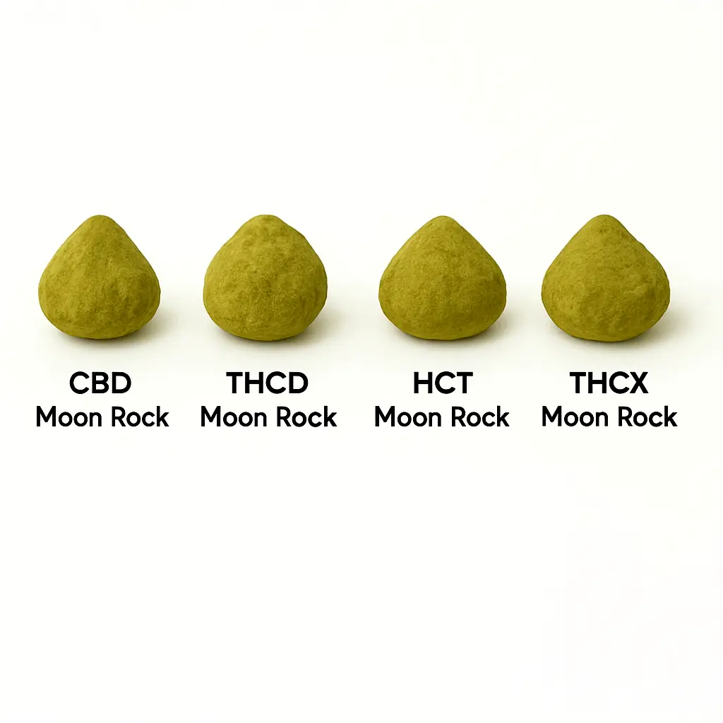 Sada vzoriek Moon Rock kvetov - CBD Moon Rock, HCT Moon Rock, THCD Moon Rock, THCX Moon Rock, 4 x 1 g
