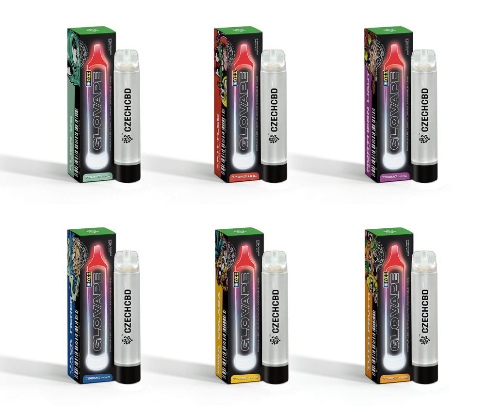 Czech CBD Glo Vape bundel, 700 mg HHC, alles in één set - 6 smaken x 1,5 ml