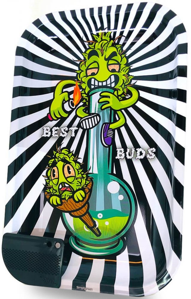 Best Buds Smoke Me Veľký kovový rolovací podnos s magnetickou brúskou