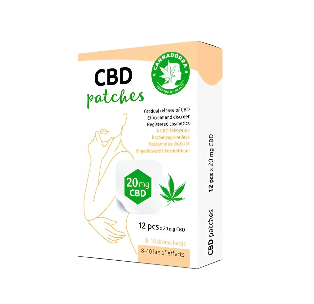 Cannadorra CBD-pleisters, 240 mg CBD, THC-vrij, 12 stuks