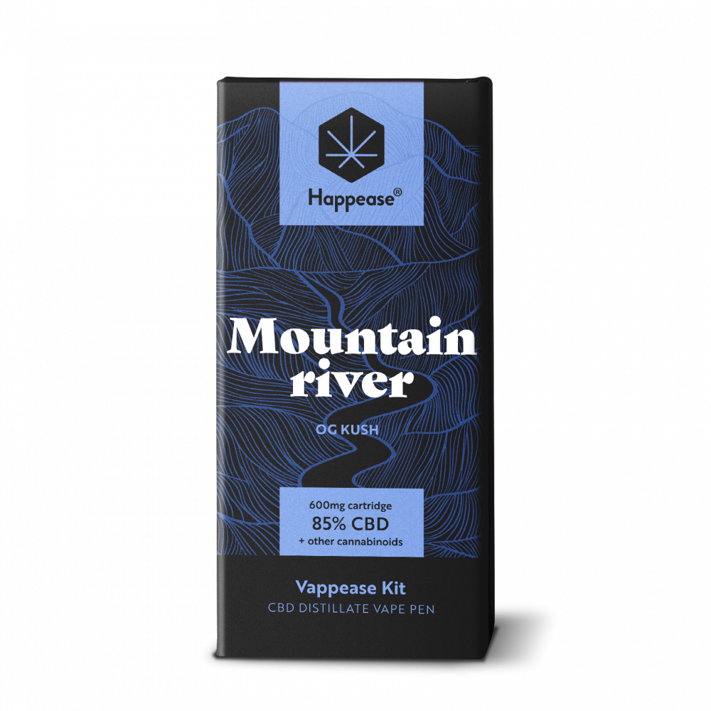 Happease Classic Mountain River - Vaping Kit, 85% CBD, 600 mg, 0,5 ml