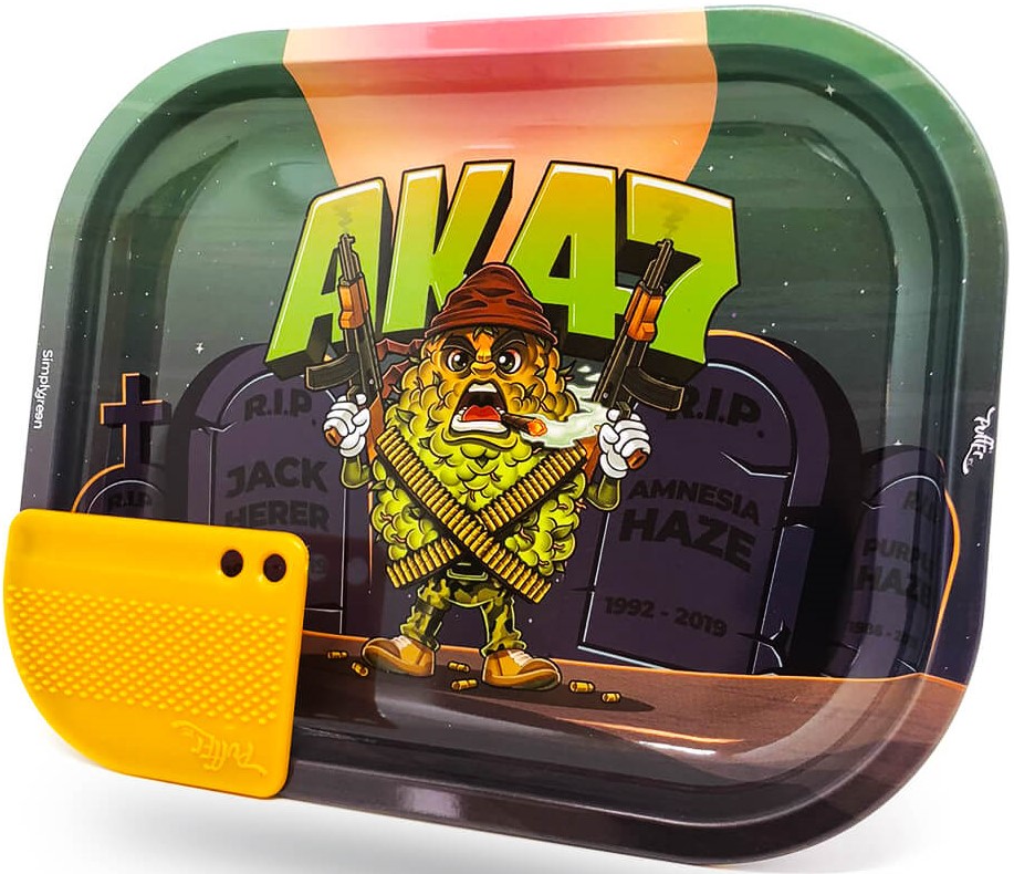 Best Buds Mission AK47 Malý kovový rolovací podnos s magnetickou brúskou