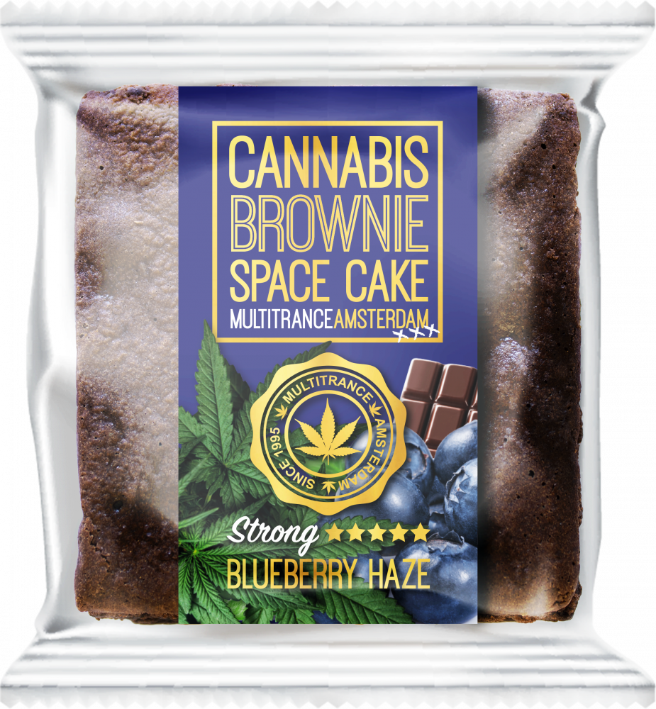 Cannabis Blueberry Haze Brownie (sterke sativa-smaak) - Doos (24 pakjes), 2400 g