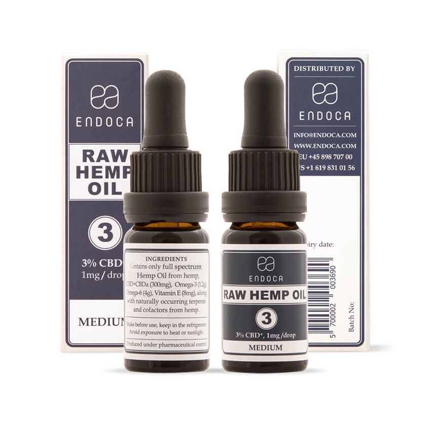 Endoca RAW Konopný olej 900 mg CBD + CBDa (3%), 30 ml