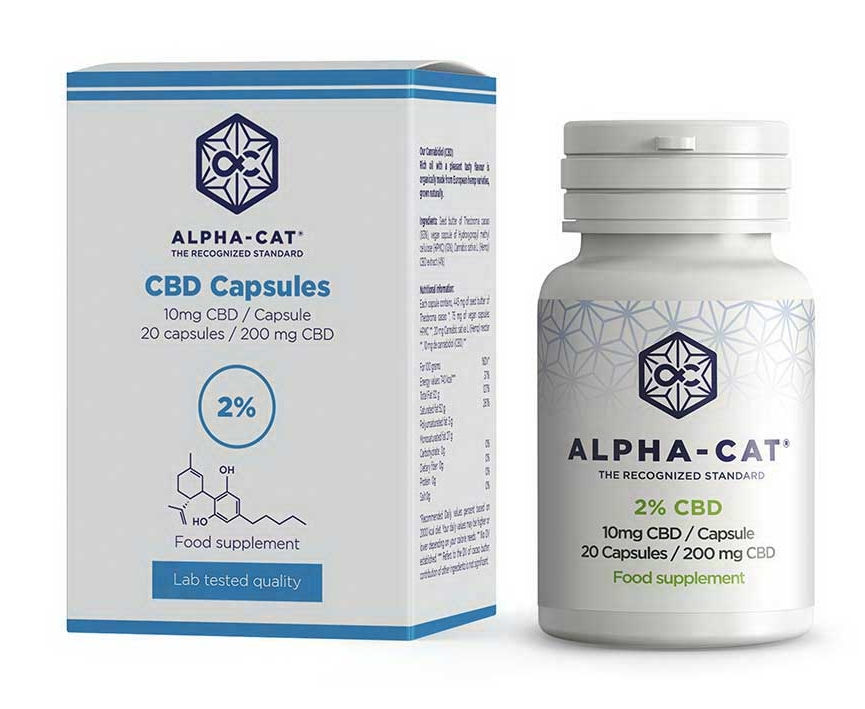 Alpha-CAT Konopné CBD kapsle 20x10 mg, 200 mg