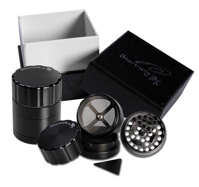 Startrails Aluminium grinder 4-delig zwart, 42 x 56 mm