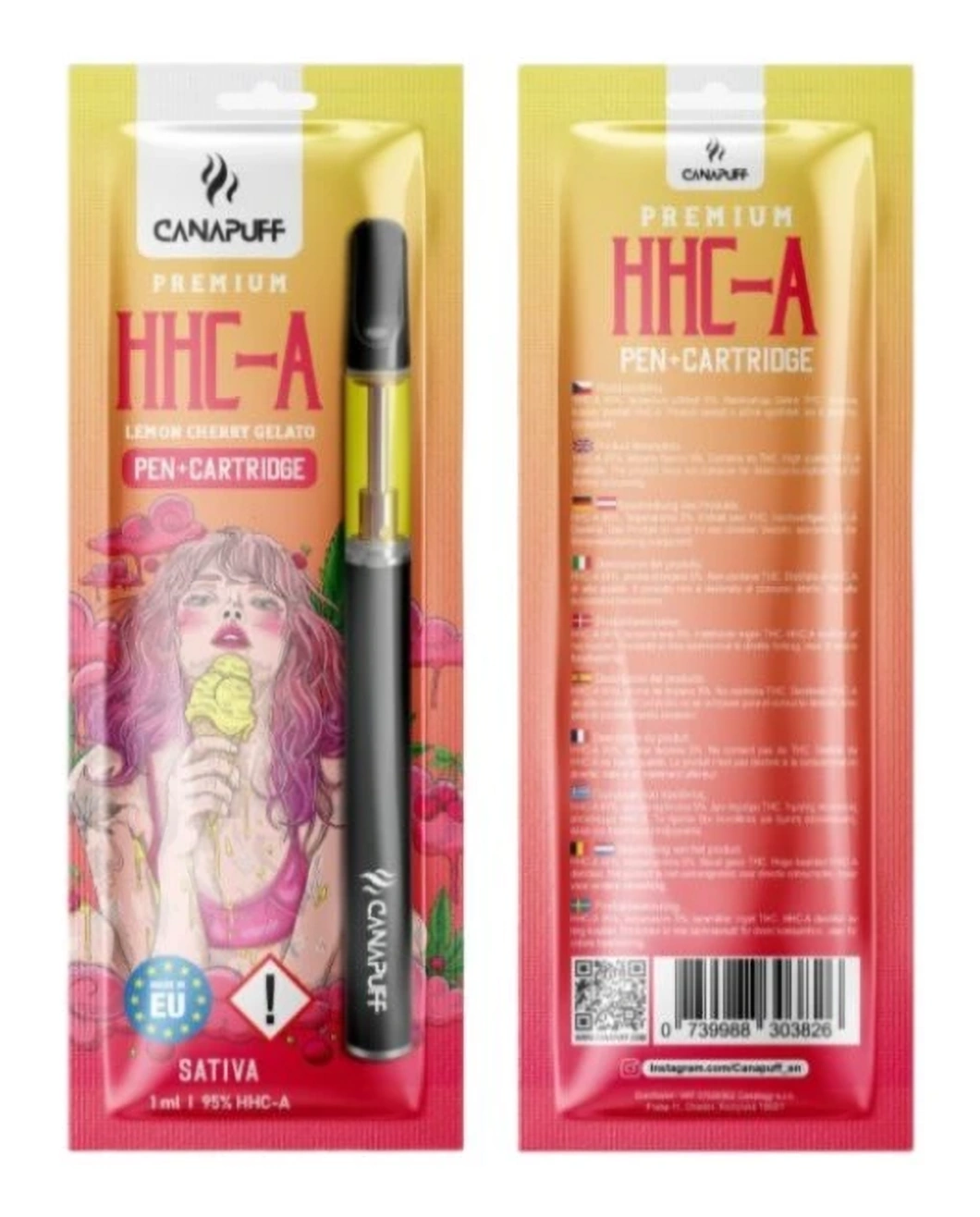 CanaPuff HHCA Pen + Cartridge Citroen Kers Gelato, HHCA 95 %, 1 ml