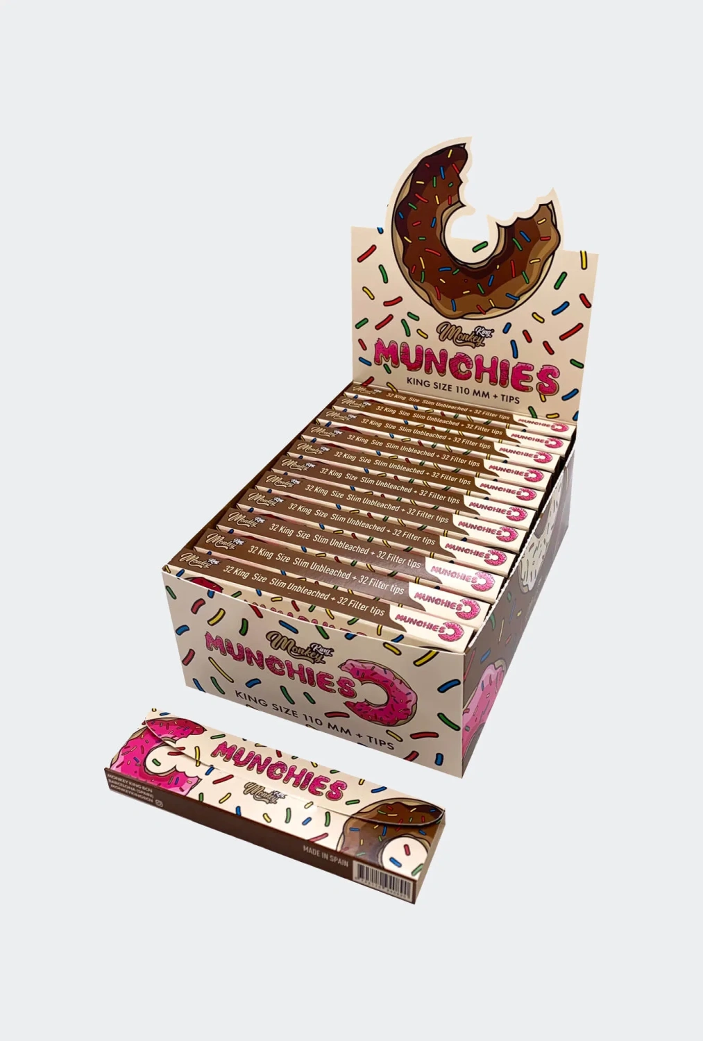 Monkey King KSS Cigaretové papieriky s filtrovými špičkami Munchies Classic nebielené, 1 knižočka