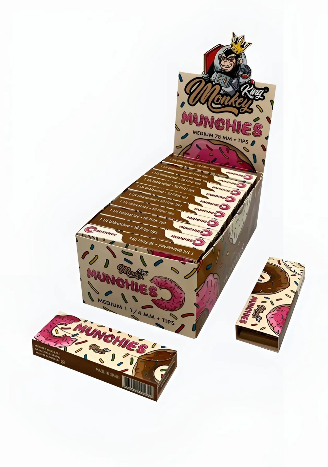 Monkey King Medium 1¼ balící papírky s filtry Munchies Pack nebělené, 1 booklet