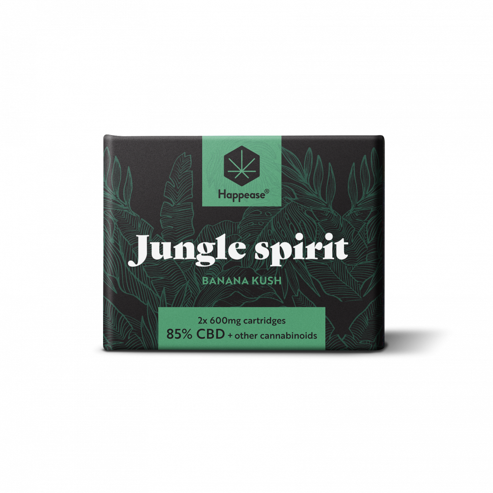 Happease Jungle Spirit cartridge 1200 mg, 85% CBD, 2 stuks x 600 mg, 0,5 ml
