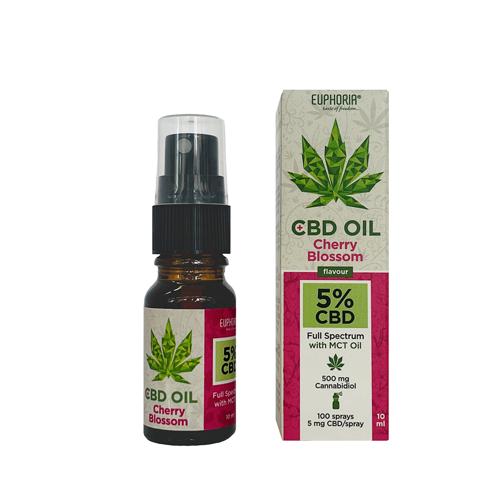 Euphoria CBD-oliespray met kersenaroma, 5%, 500 mg CBD, 10 ml