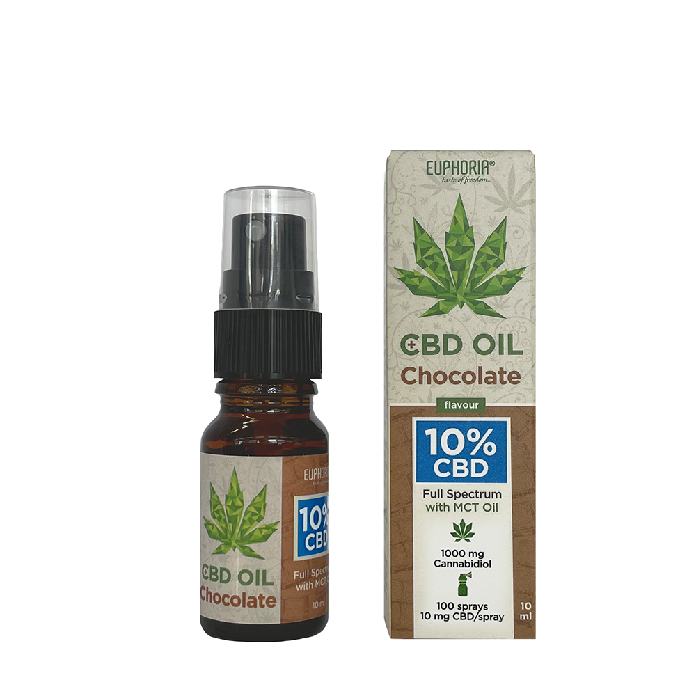 Euphoria CBD-oliespray met chocoladearoma, 10%, 1000 mg CBD, 10 ml