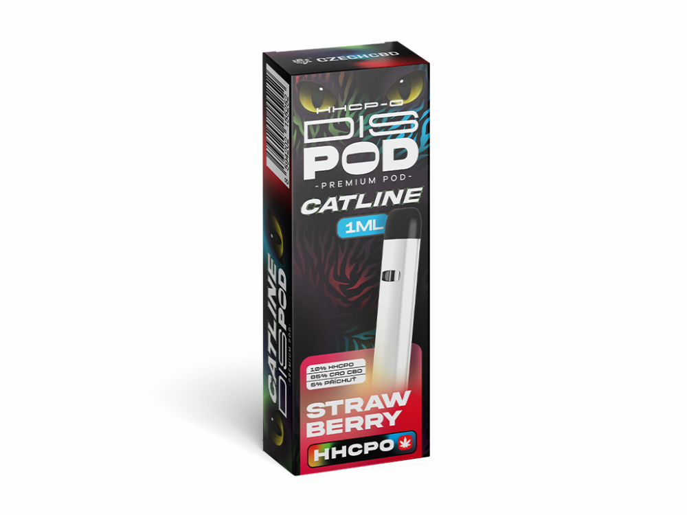 Czech CBD HHCPO CATline Vape Pen disPOD Aardbei, 10% HHCPO, 1 ml