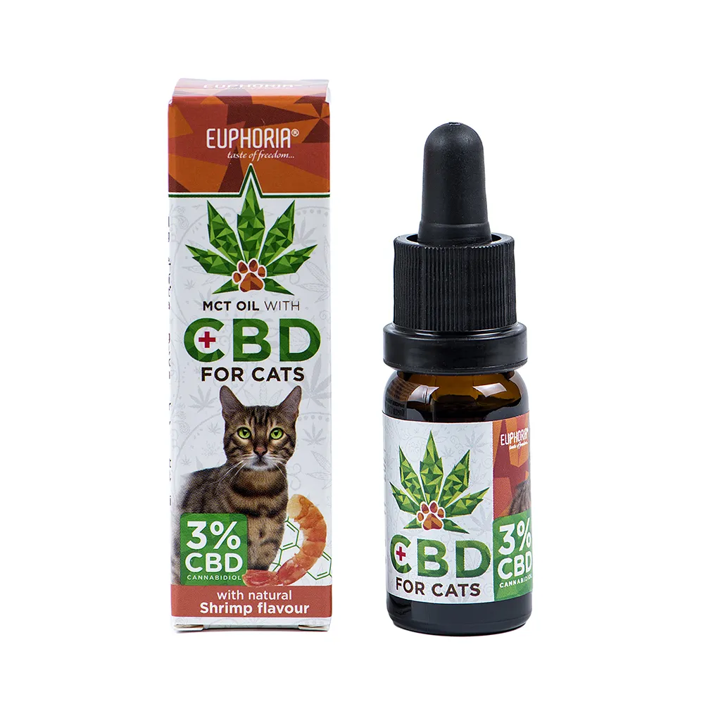 Euphoria CBD konopný olej pro kočky 3%, 300 mg, 10 ml - příchuť krevety