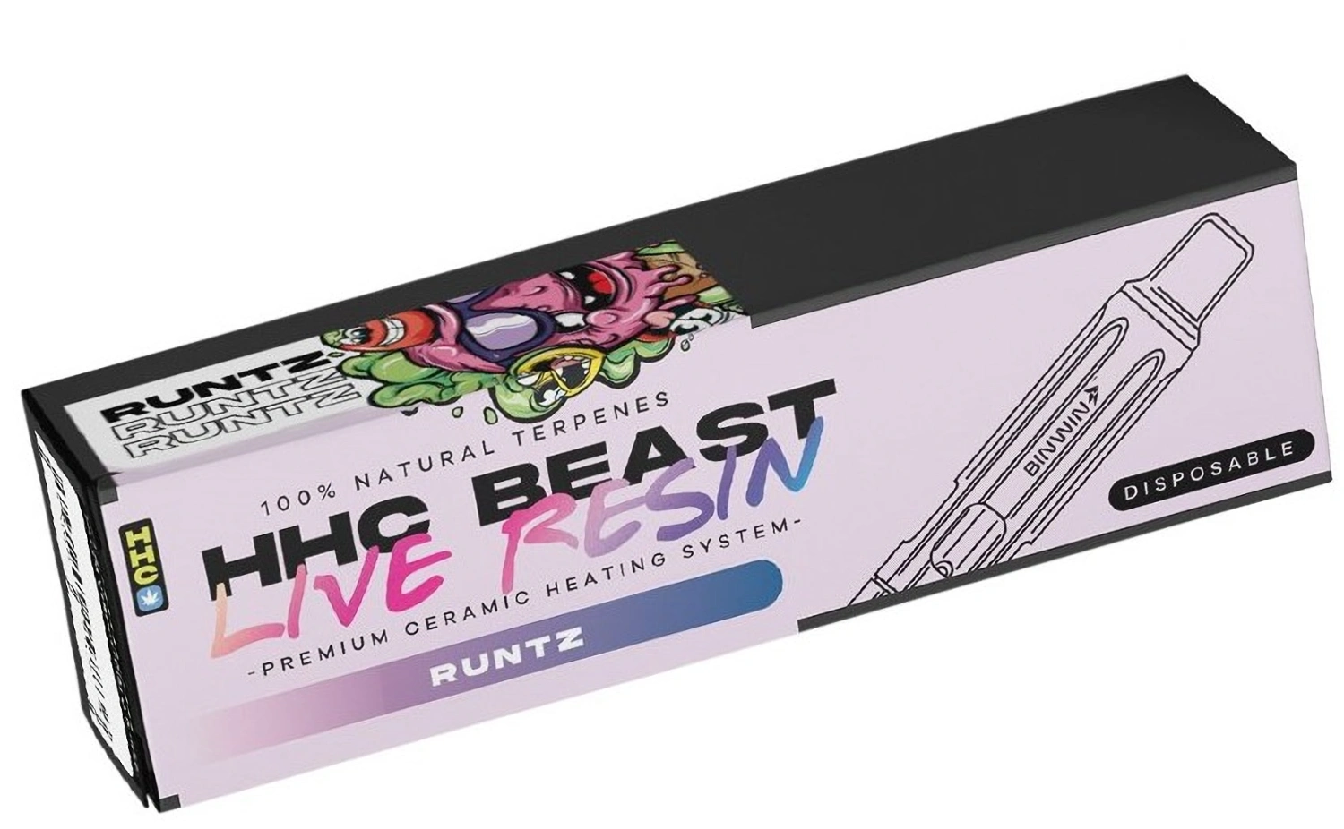 Tsjechische CBD HHC Vape BEAST Runtz Levende Hars, 94 %, 1 ml