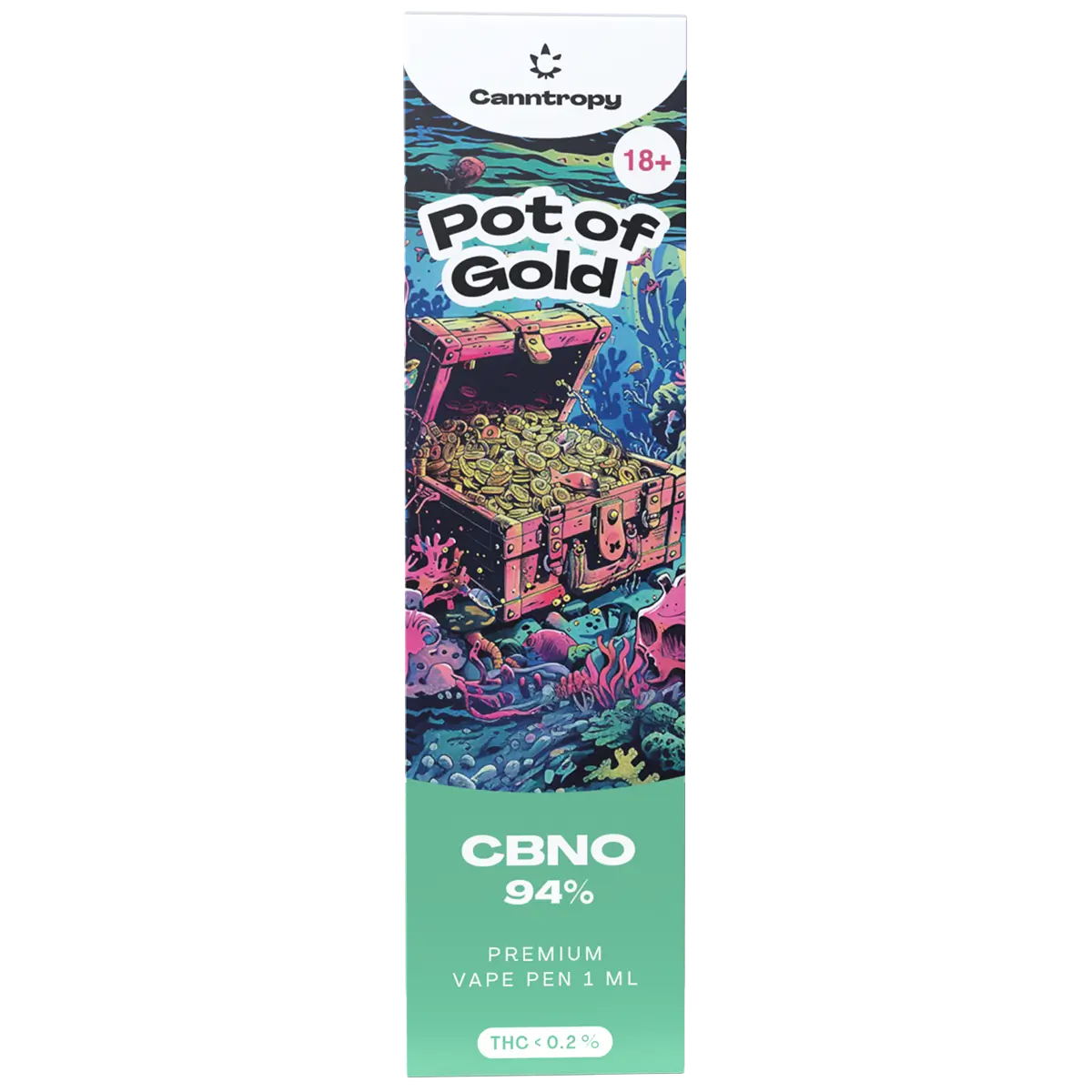 Canntropy CBNO jednorazové vape pero Pot of Gold, CBNO 94% kvalita, 1 ml