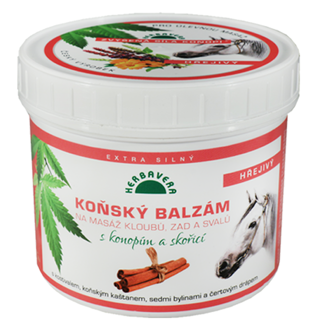 Herbavera Koňský balzám s konopím, skořicí a capsaicinem hřejivý, 500 ml
