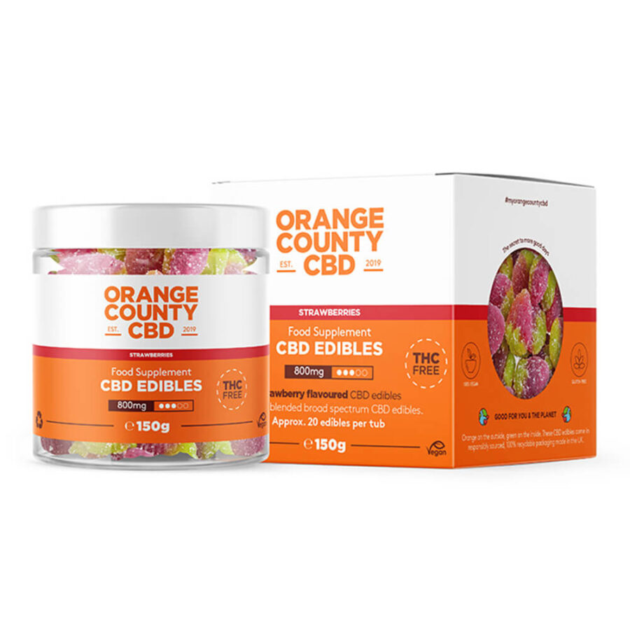 Orange County CBD Gummies Aardbeien, 800 mg CBD, 150 g