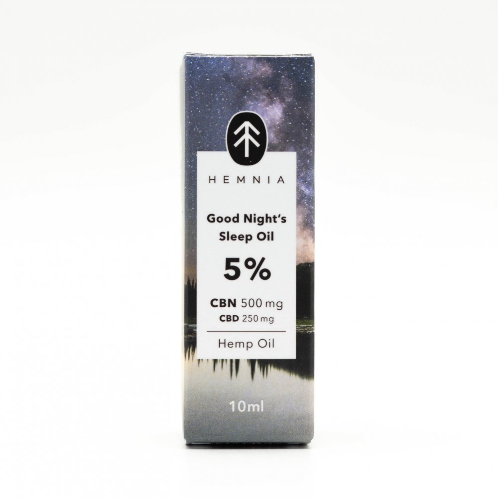 Hemnia Konopný olej na dobrý nočný spánok 5%, 500 mg CBN, 250 mg CBD, 10 ml