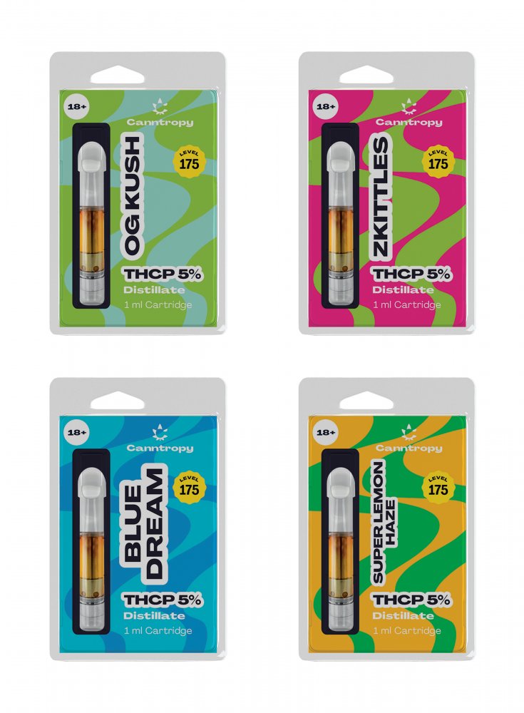 Canntropy Supersterke THCP-cartridges, alles in één set - 4 smaken x 1 ml