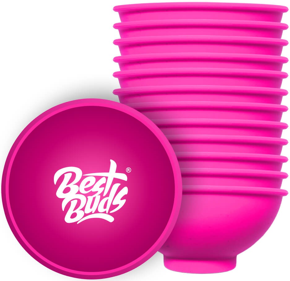 Best Buds Silikónová miska na miešanie 7 cm, ružová s bielym logom