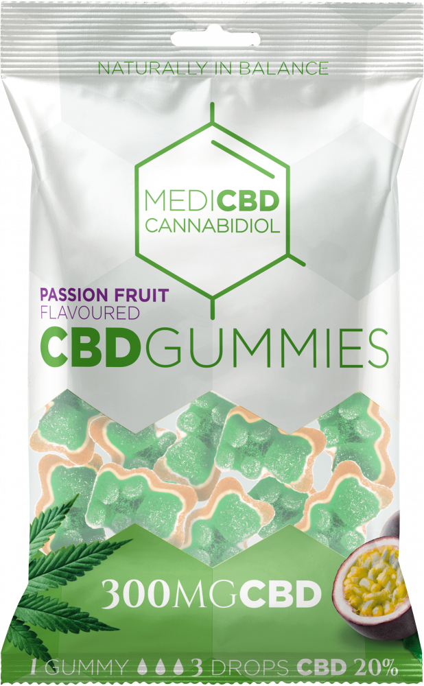 MediCBD Gumové medvedíky CBD s príchuťou mučenky (300 mg), 100 g