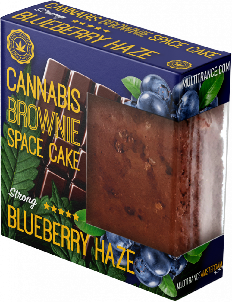 Cannabis Blueberry Haze Brownie Deluxe Verpakking (Sterke Sativa Smaak) - Doos (24 pakjes), 2400 g