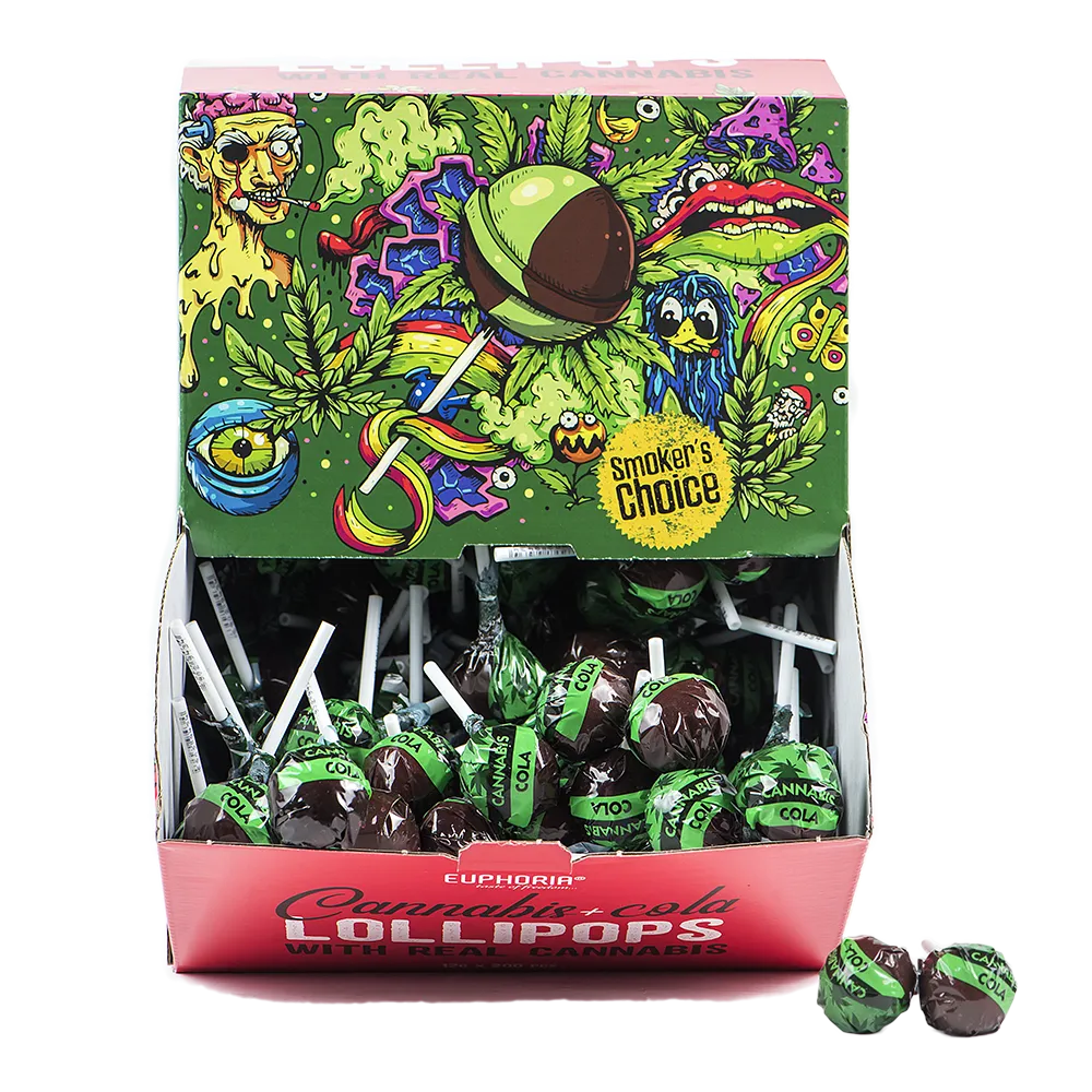 Euphoria Cannabis Lollipop s príchuťou cola (200 x 12 g)