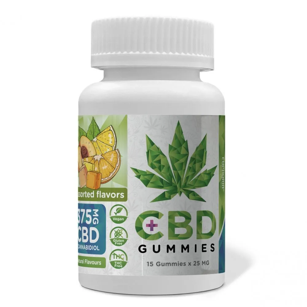 Euphoria CBD Gummies Mix 375 mg CBD, 15 ks x 25 mg, 45 g