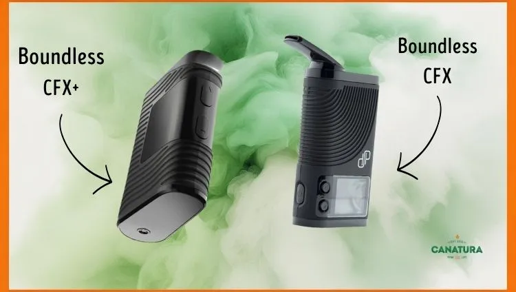 On the left, the Boundless CFX+ portable vaporizer, and on the right, the previous CFX model