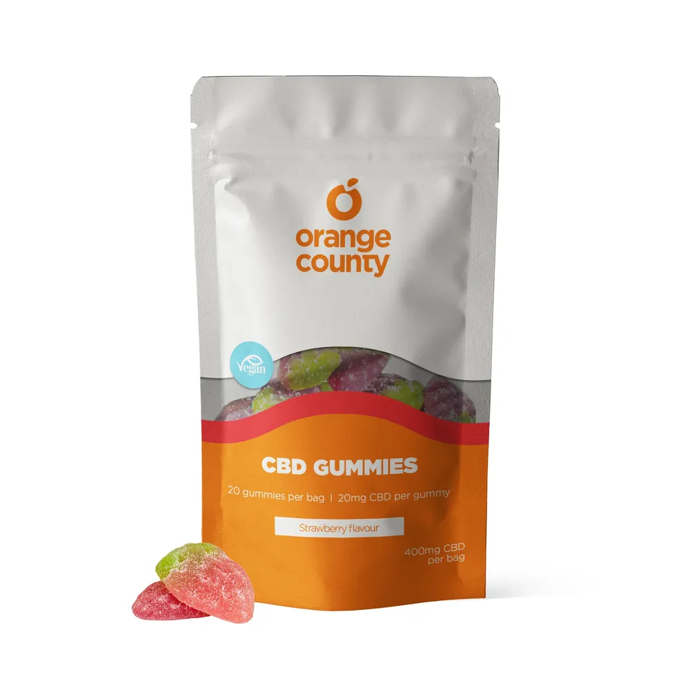 Orange County CBD Gumové jahody, 400 mg CBD, 150 g