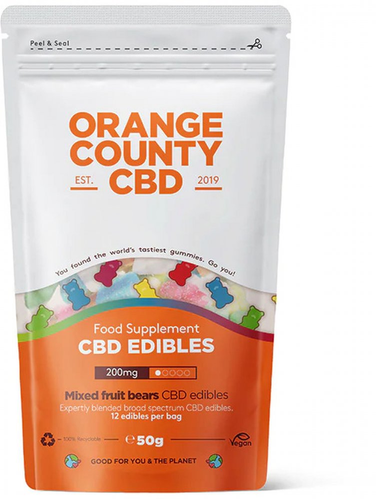 Orange County CBD Bears, cestovné balenie, 200 mg CBD, 12 ks, 50 g
