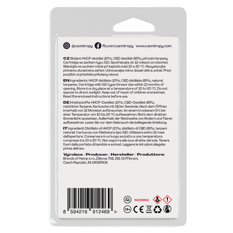 Canntropy HHC-P Patroon Zure Tangie - 10 % HHC-P, 85 % CBD, 1 ml