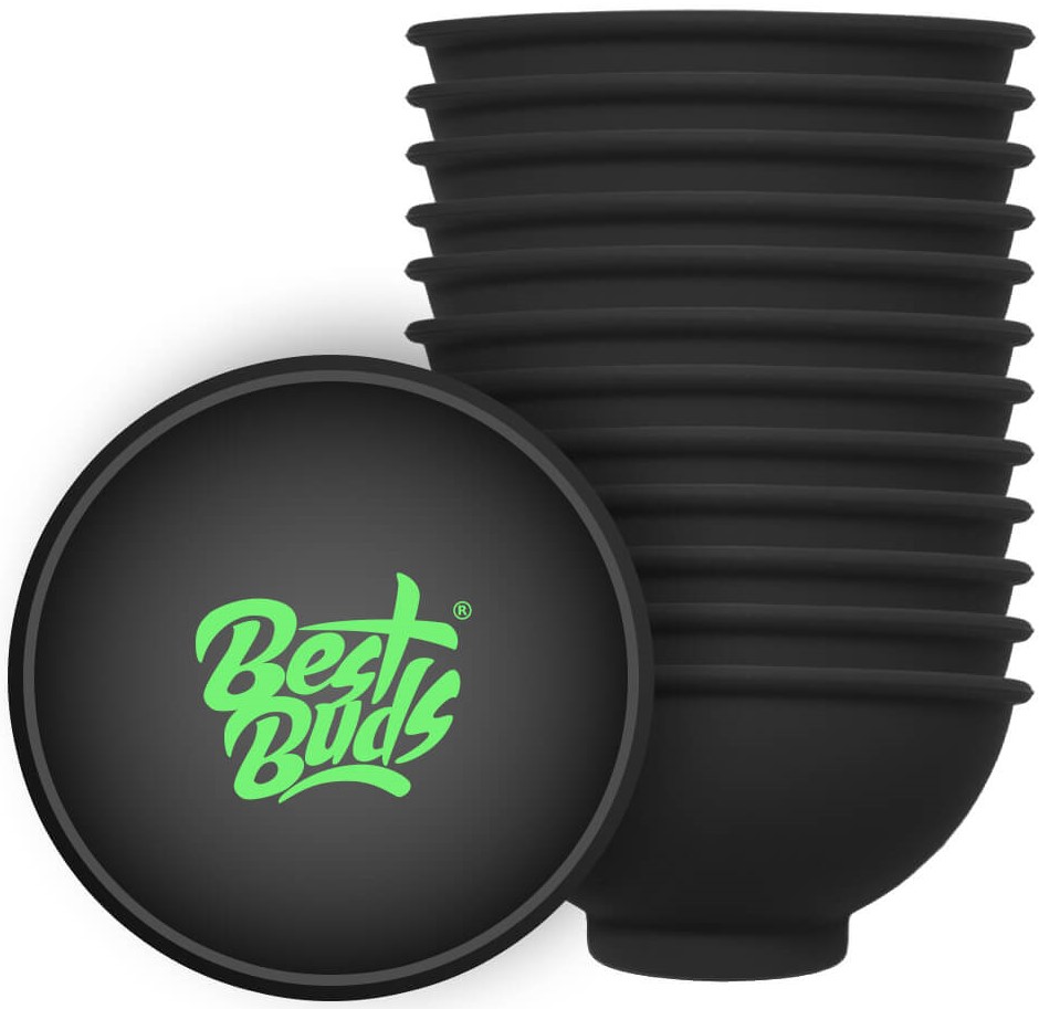 Best Buds Silikonová mísa 7 cm, černá se zeleným logem