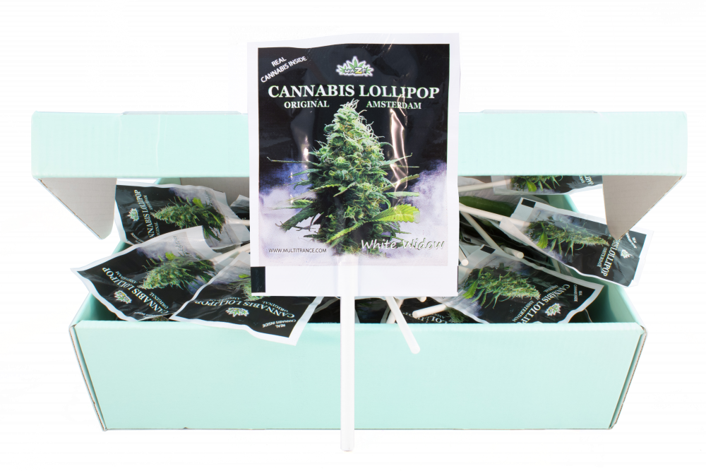 HaZe Cannabis White Widow Lollies – Displaydoos (100 Lollies), 1200 g