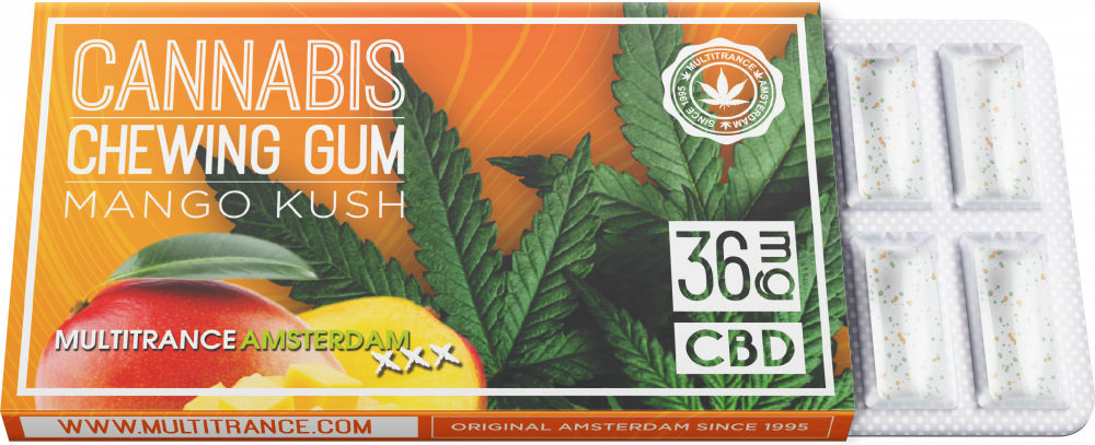 Žuvačka Cannabis Mango (36 mg CBD), 17 g