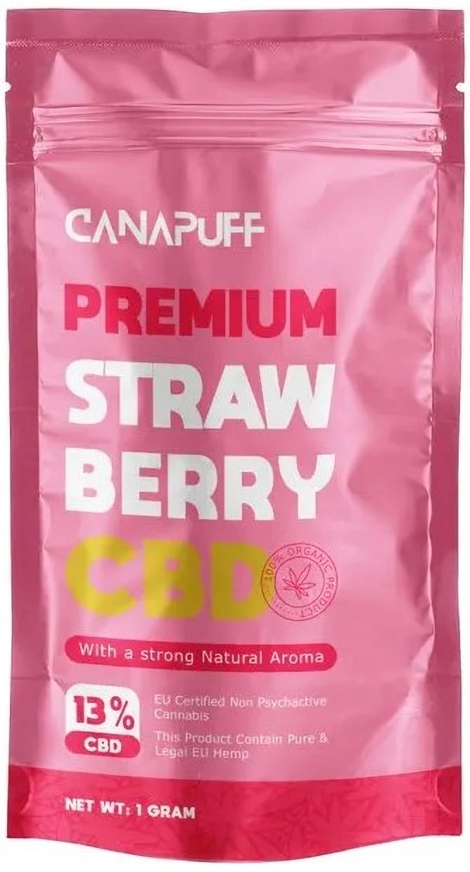 CanaPuff CBD konopný kvet jahoda, CBD 13 %, 1 g – 10 g 10 gramov