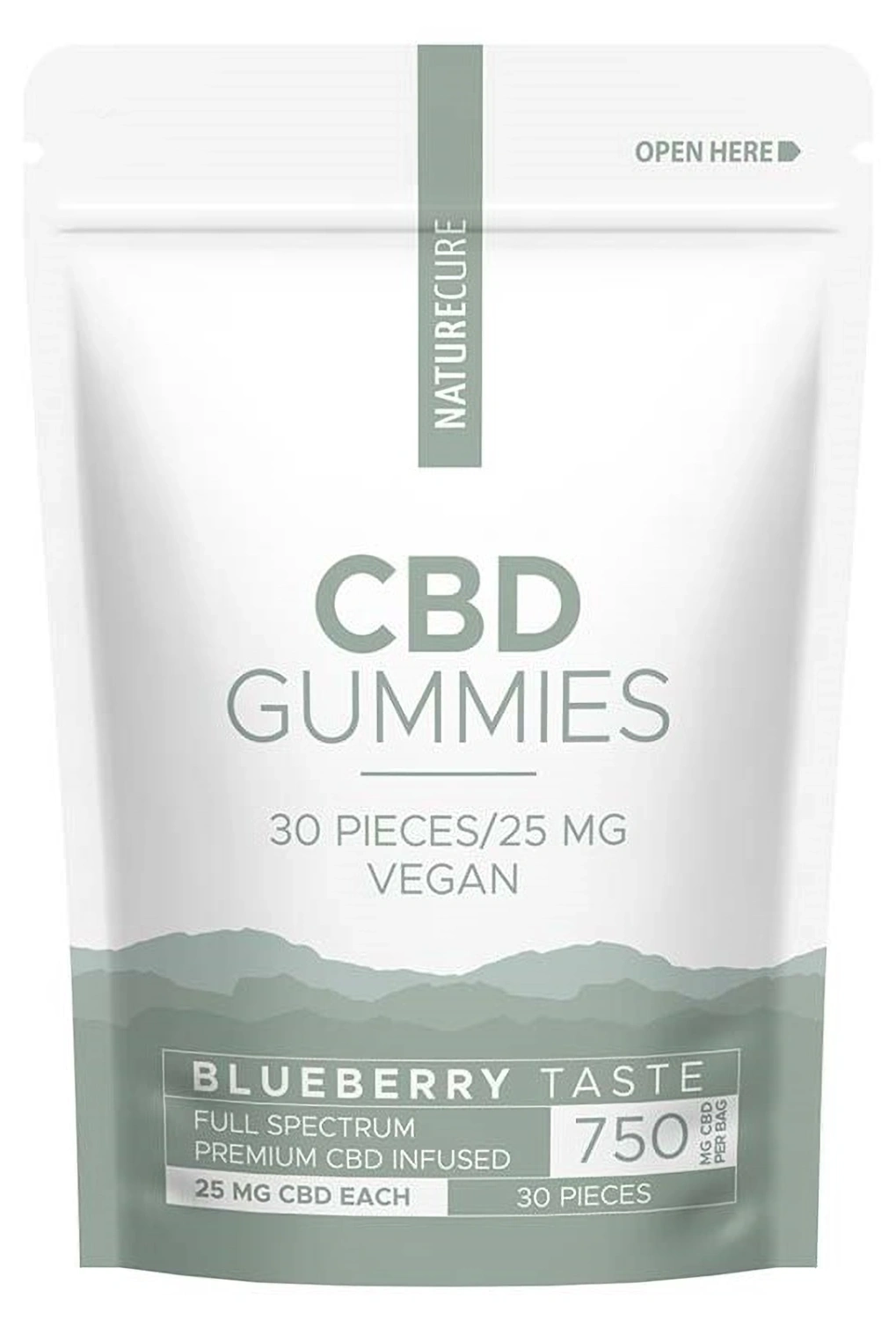 Nature Cure CBD čučoriedkové gumové cukríky - 750 mg CBD, 30 ks, 99 g